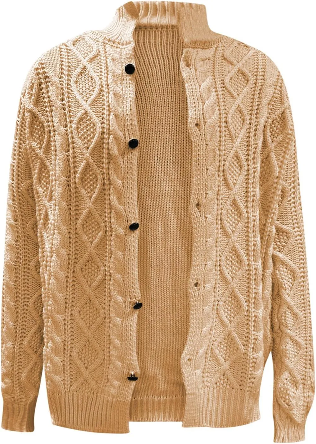 Cable Knit Cardigan for Men Casual Chunky Sweater Coat Long Sleeve Fall Winter Knitted Button Down Sweaters Jacket
