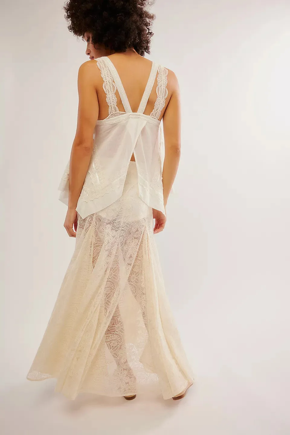 Free People Beat Of The Moment Maxi Skirt in Ivory