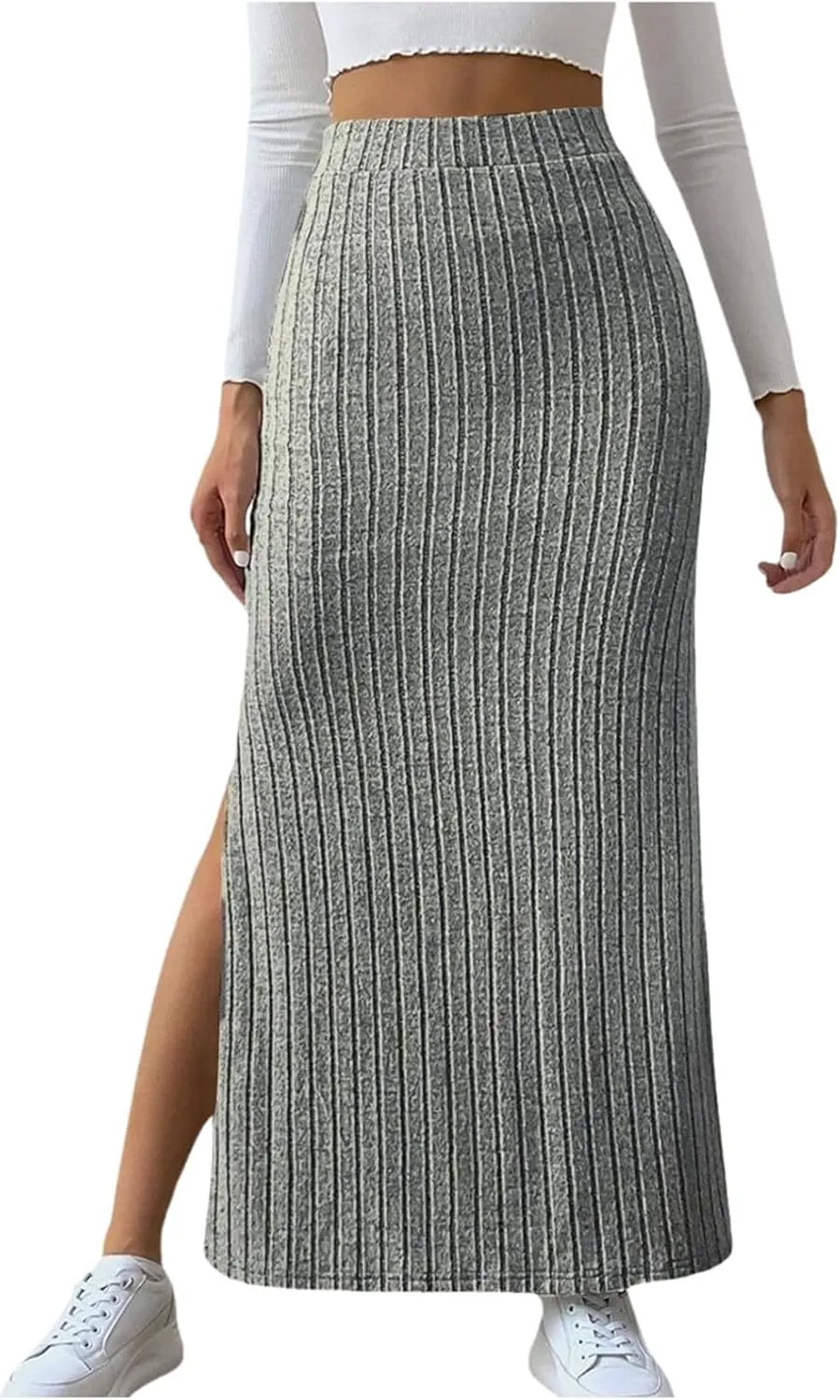 High Waisted Skirts for Women Tummy Control Split Solid Slim Fit Casual Long Skirts for Going Out Vacation Clothes