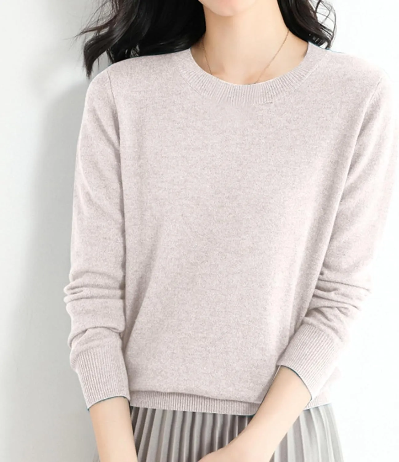 iLH Sweaters for Women 2024 Fall Fashion Knitted Sweatshirt Crewneck Long Sleeve Pullover Sweater Base Layer Solid Shirt