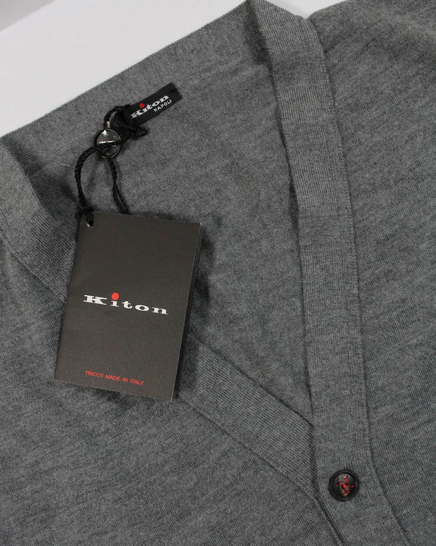 Kiton Sleeveless Cardigan Gray Cashmere Silk V-Neck Vest EU 54 / XL SALE