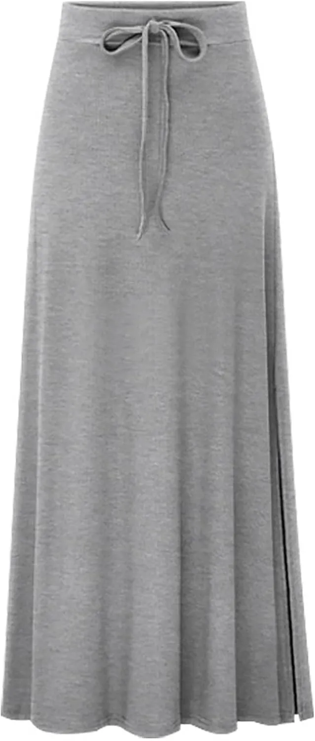 Long Skirt for Women Summer Slim Fit Trendy Stretchy High Elastic Waist Flowy Flare Long Skirts for Women Plus Size
