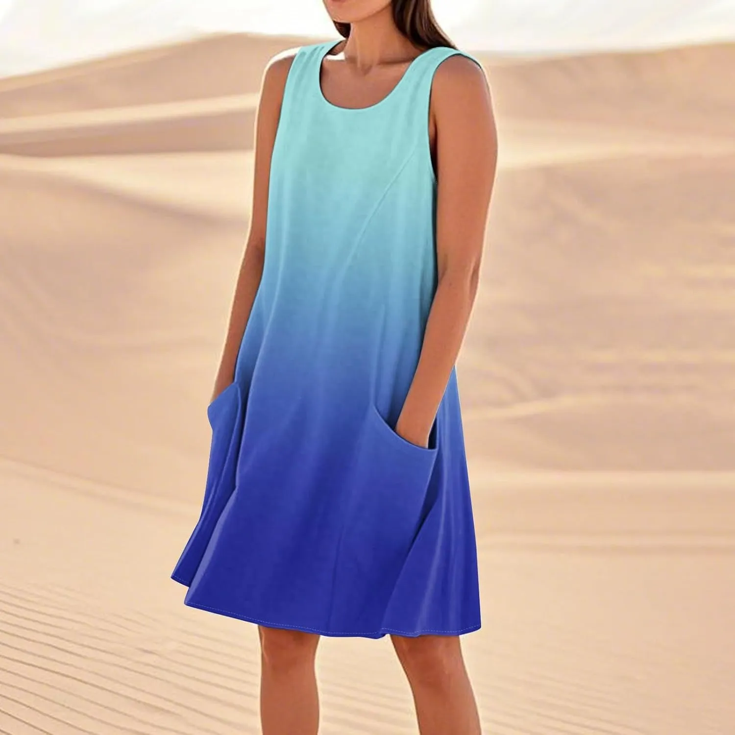 Summer Hem Lounges Sundress for Womens Sleeveless Pub Cool Offshoulder Dress Relaxed Fit Solid with