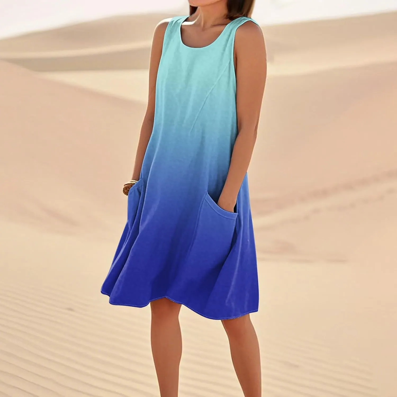 Summer Hem Lounges Sundress for Womens Sleeveless Pub Cool Offshoulder Dress Relaxed Fit Solid with
