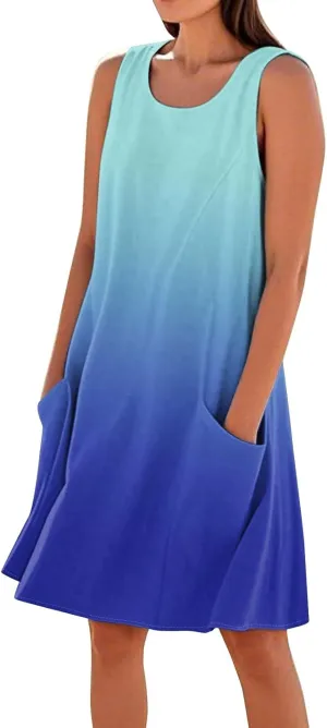 Summer Hem Lounges Sundress for Womens Sleeveless Pub Cool Offshoulder Dress Relaxed Fit Solid with