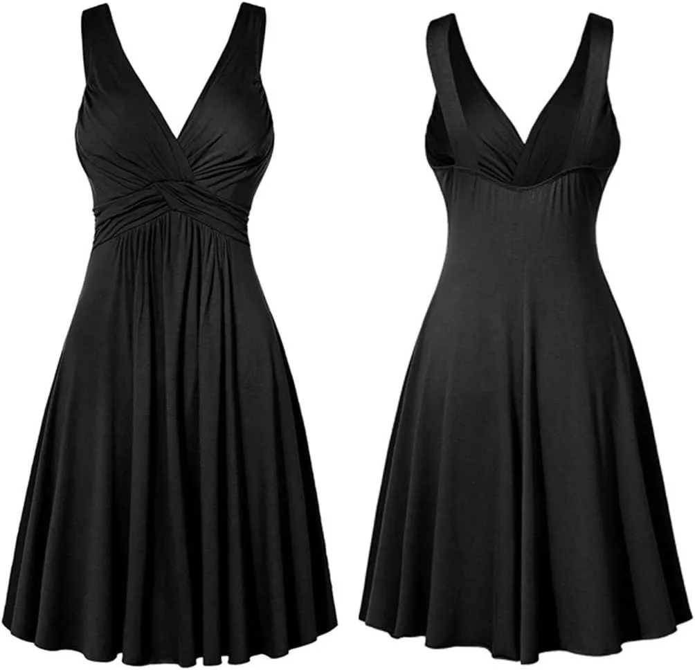 Wedding Guest Dresses for Women Holiday Sexy Deep V Neck Sleeveless A-Line Cocktail Dress Homecoming Mini Sundresses