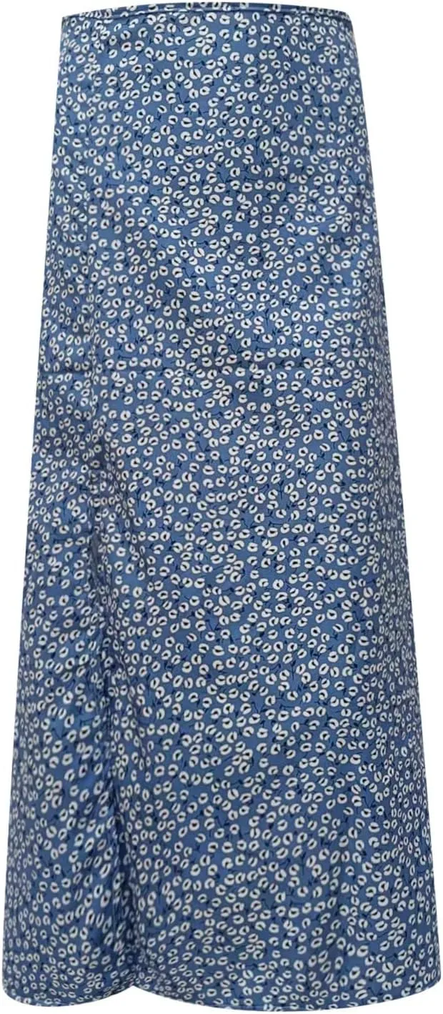 Womens Floral Maxi Skirt Boho Side Slit Flowy Summer Long Skirts Comfy High Waist Beach Print A-Line Skirts 2025