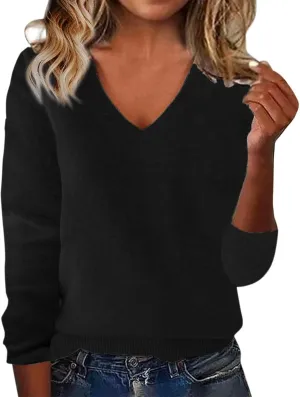 Women's Long Sleeve V Neck Cable Knit Sweater Jumper 2025 Spring Comfy Pullover Ladies Dressya Casual Outfits