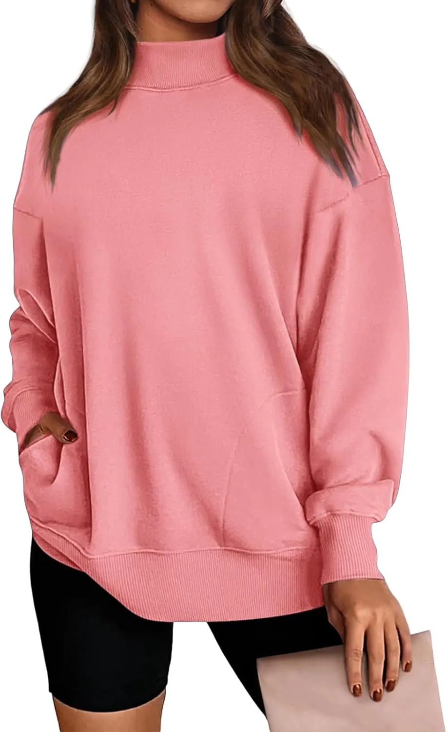 Womens Oversized Sweatshirt Turtleneck Long Sleeve Sweater Casual Loose Fit Pullover Fall Winter Clothes with Pocket