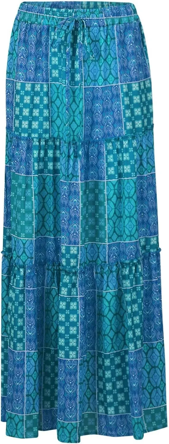 Women's Skirts,High Waisted Summer Flowy Long Skirts for Women 2025 Linen Womens Boho Maxi Skirt with Pockets