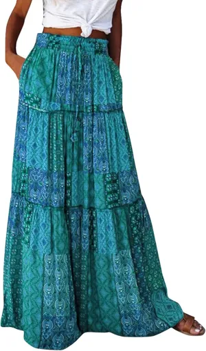 Women's Skirts,High Waisted Summer Flowy Long Skirts for Women 2025 Linen Womens Boho Maxi Skirt with Pockets