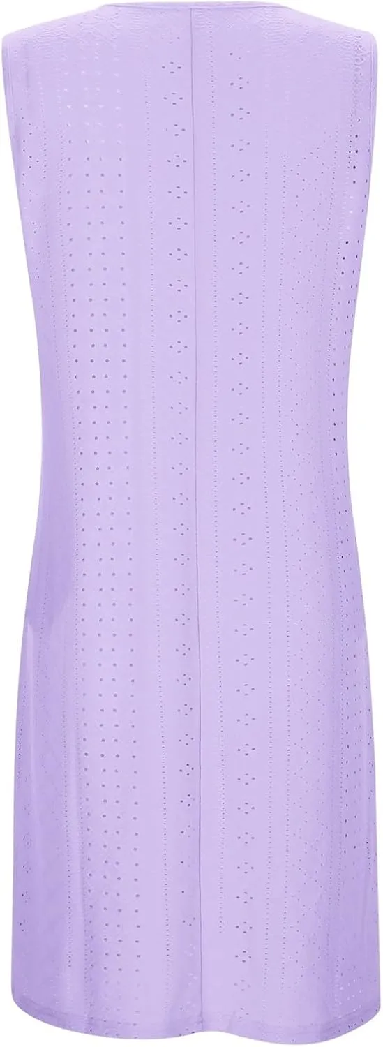 Womens Summer Dress Loose Tank Sundress Sleeveless Dresses Beach Sundress Casual Swing Sun Dress with Pocket 2025