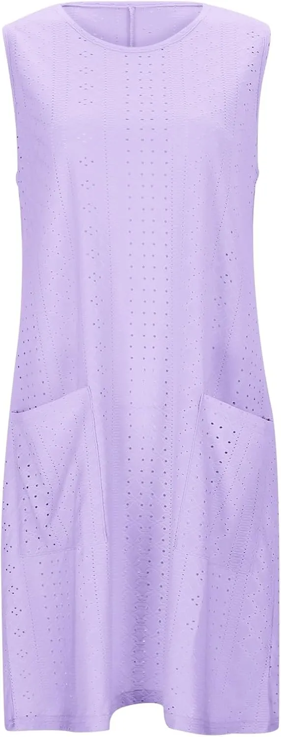 Womens Summer Dress Loose Tank Sundress Sleeveless Dresses Beach Sundress Casual Swing Sun Dress with Pocket 2025